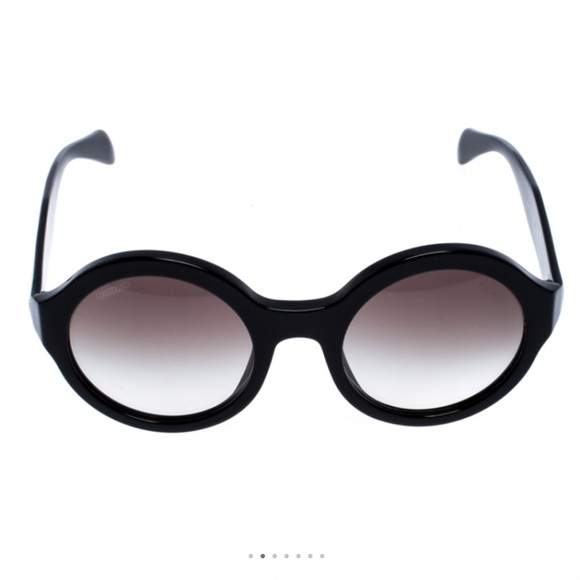 Prada Accessories - Prada Black Round Sunglasses with Gradient Lenses